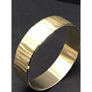 Classic Textured Gold Tone Bangle Bracelet Mirrored Trim Classy MINT Stacking
